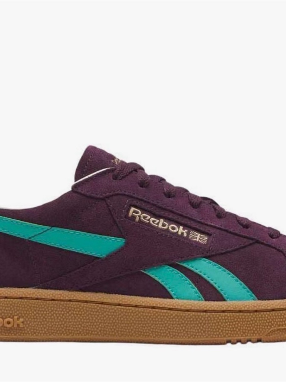 Reebok Men's Suede Sneaker in Burgundy with Teal Stripes